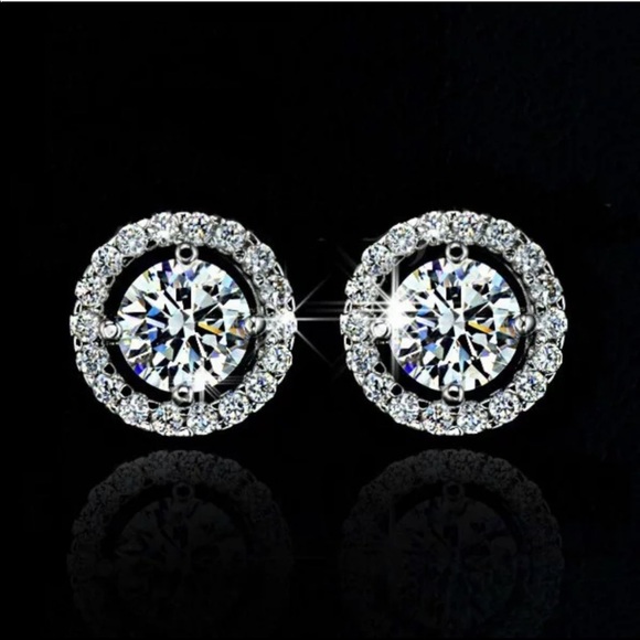 Silver plated CZ stud Earrings - Picture 6 of 6